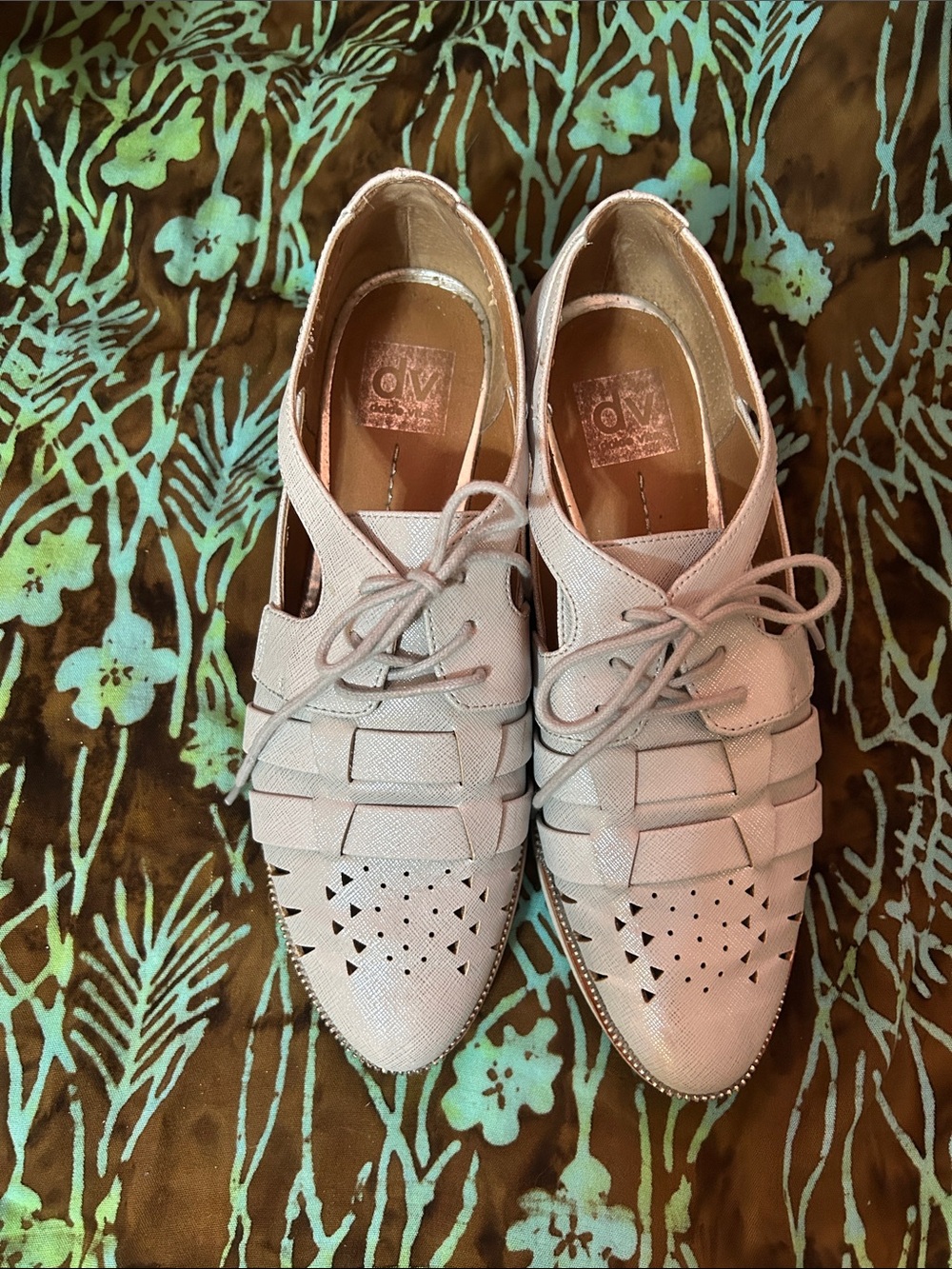 Dolce Vita Blush Pink Perforated Lace-Up Flats